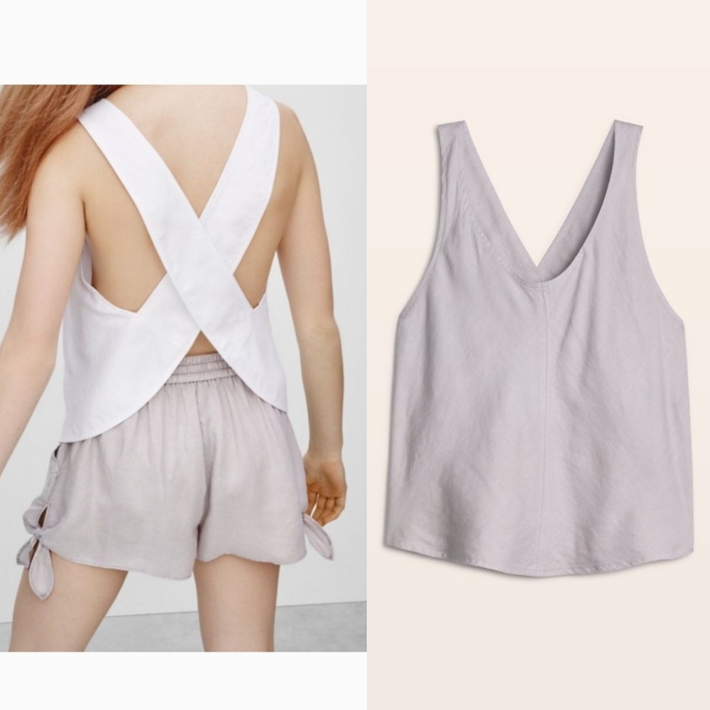Aritzia Wilfred Mistral  Cross Strap open Back Top Taupe Size XS